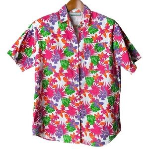 Vintage Stefano Sportswear Women's Size Medium Funky Print Button Down Colorful